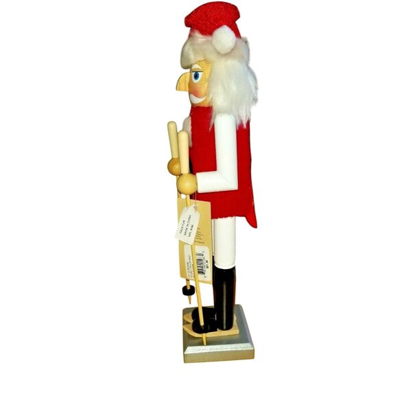 Nutcracker Skiing Wood Santa Claus 14'' Nutcracker Holiday Lane Macys New - Picture 4 of 5